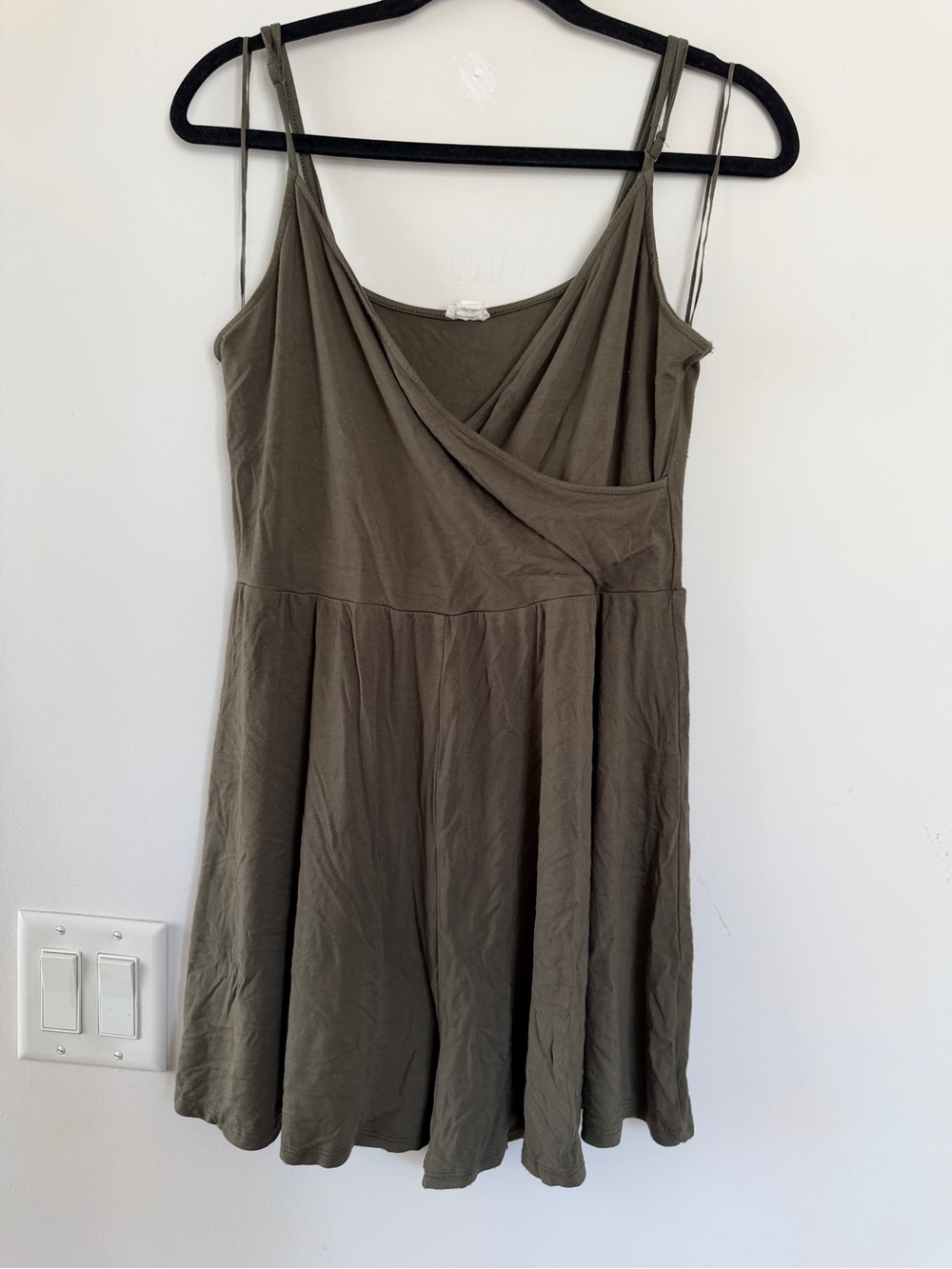 Garage Olive Green Mini Wrap-Style Romper
